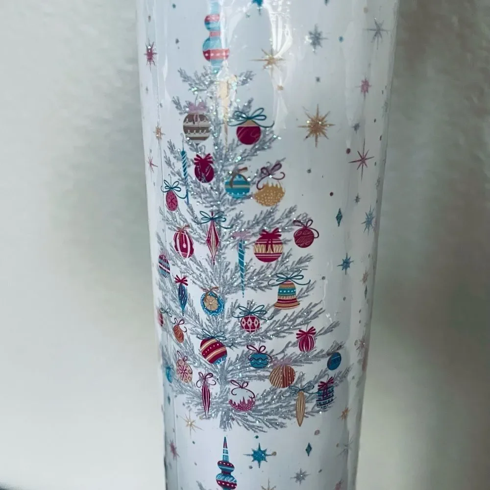 Vintage Glam Christmas Trees Ornaments Silver Multi Wrapping Paper Gift Wrap
